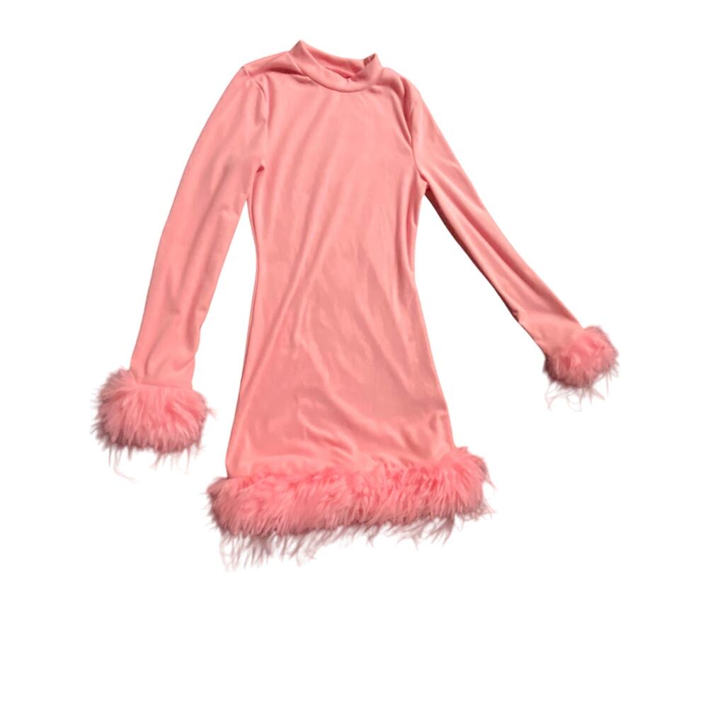 Barbie Fuzzy sleeve dress Pastel Baby Pink Penny Lane Dress